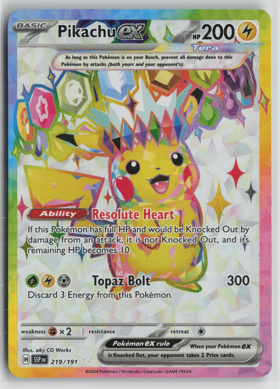Pikachu ex 219/191 Ultra Rare Surging Sparks Pokemon NM