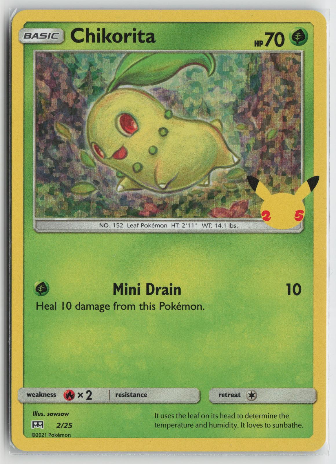 Chikorita 002/025 Promo McDonald's 25th Anniversary Promos Pokemon NM