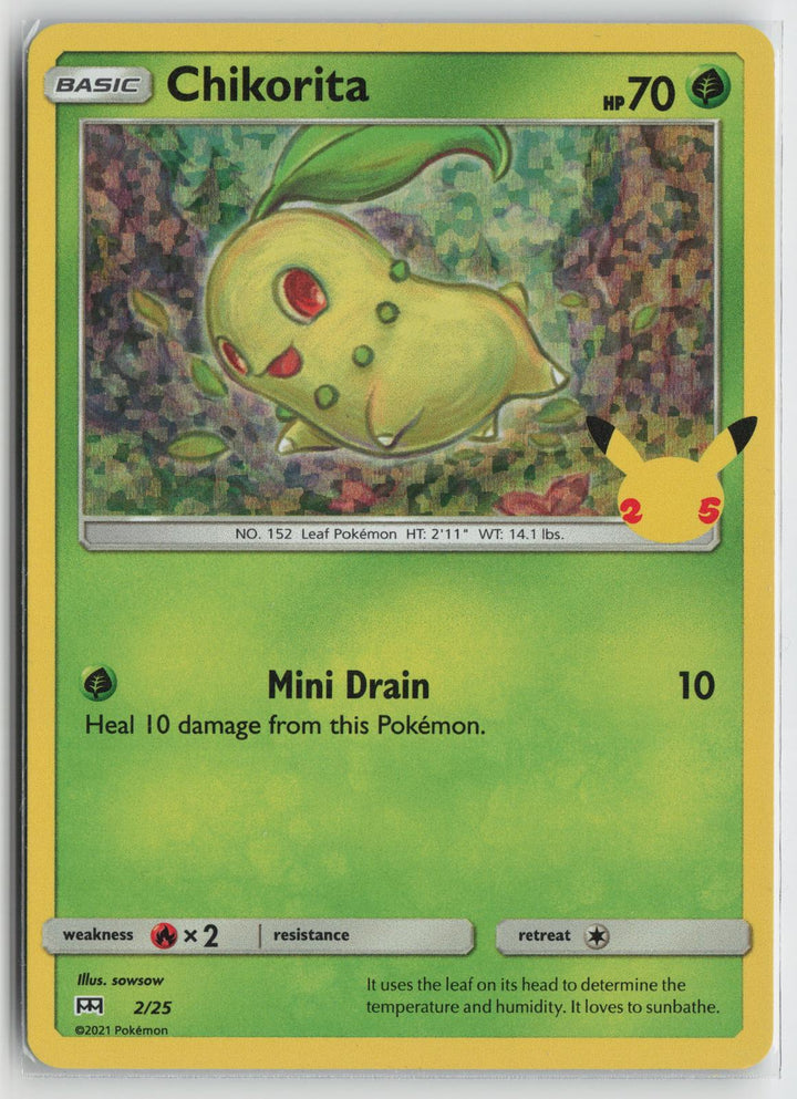 Chikorita 002/025 Promo McDonald's 25th Anniversary Promos Pokemon NM0