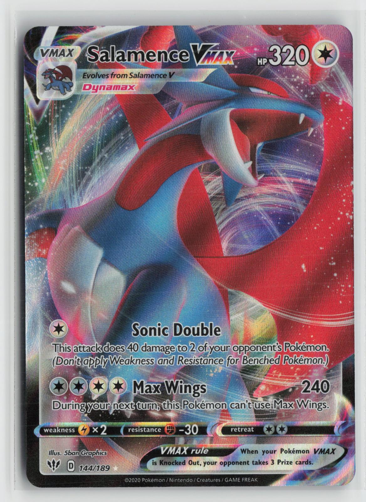 Salamence VMAX 144/189 Holo VMAX Rare Darkness Ablaze Pokemon NM