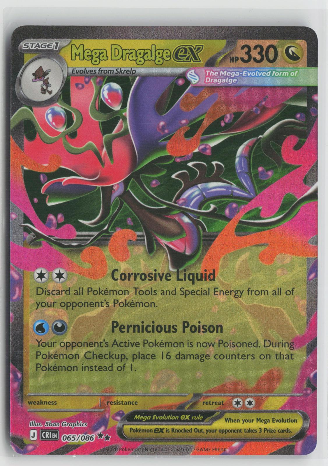 Mega Dragalge ex 065/086 Holo Double Rare Chaos Rising Pokemon NM