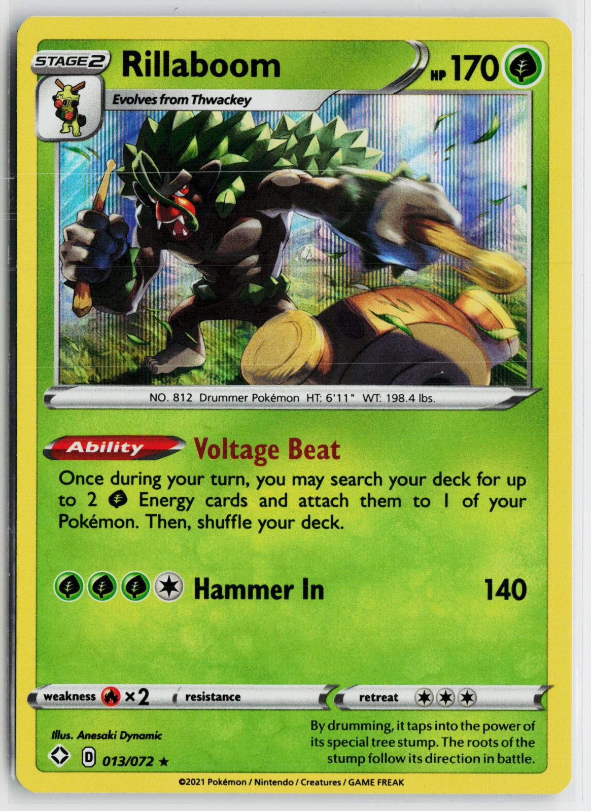 Rillaboom 013/072 Shining Fates NM Holo R Pokemon