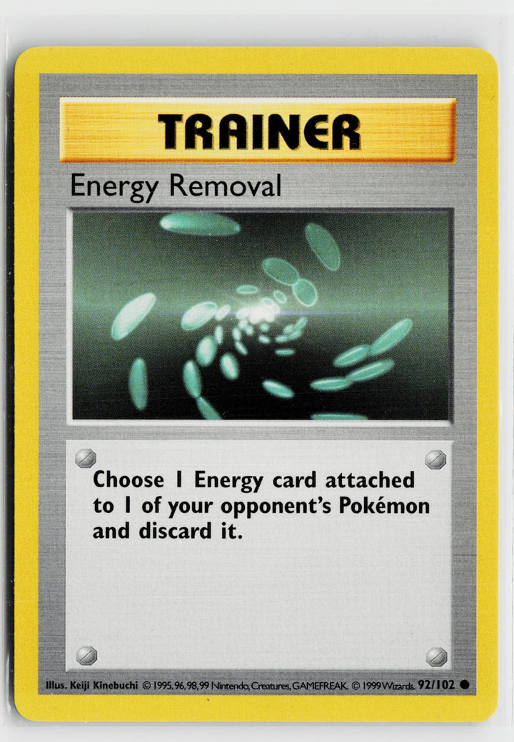 Energy Removal 92/102 Base Set Shadowless NM C Unlimited Pokemon0