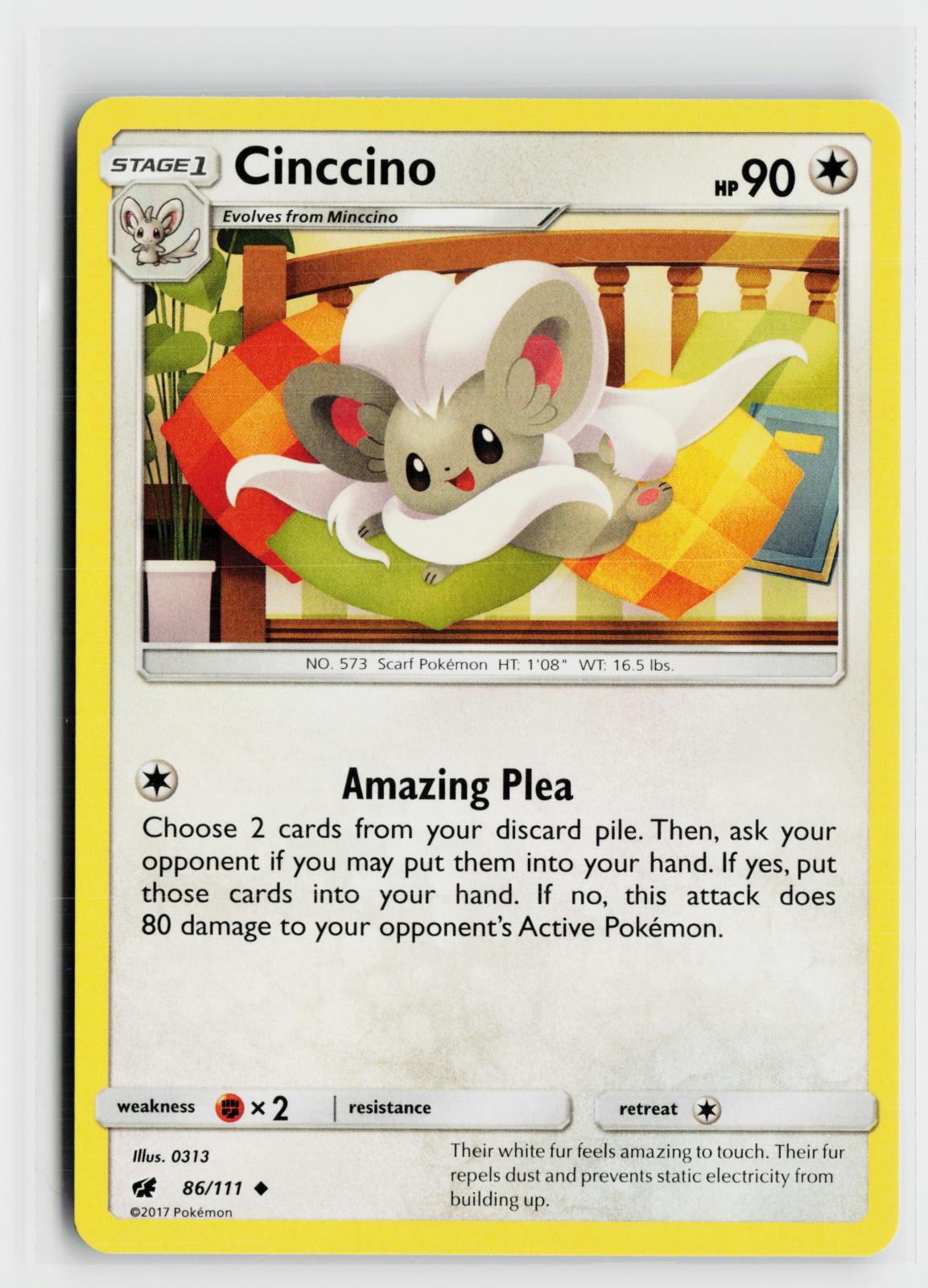 Cinccino 86/111 Crimson Invasion NM UC Pokemon