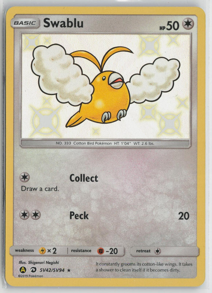 Swablu SV42/SV94 Shiny Rare Hidden Fates Shiny Vault Pokemon Holo NM0