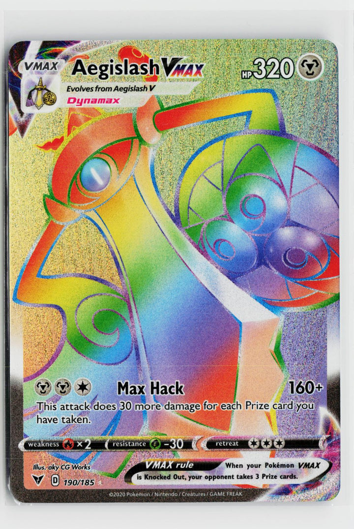 Aegislash VMAX 190/185 Vivid Voltage NM Rainbow Holo Pokemon0