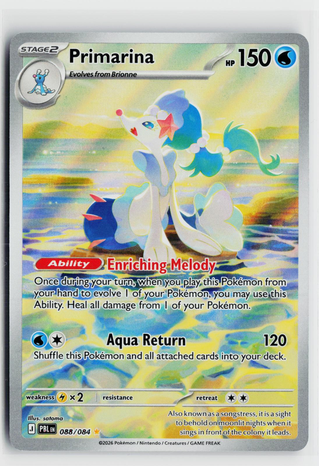 Primarina 088/084 Pitch Black NM Illustration Rare Holo Pokemon