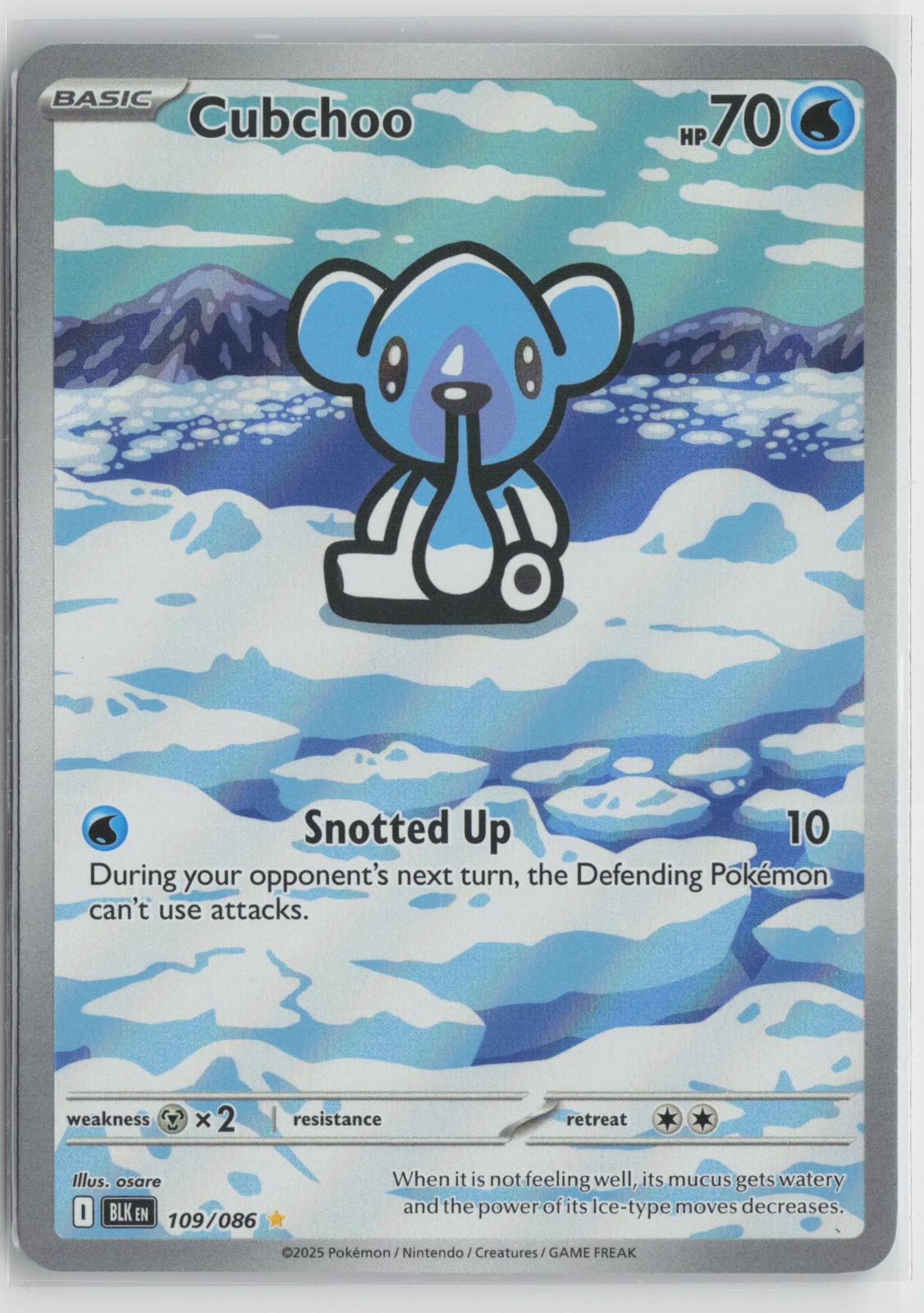 Cubchoo 109/086 Black Bolt NM Holo Illustration Rare Pokemon