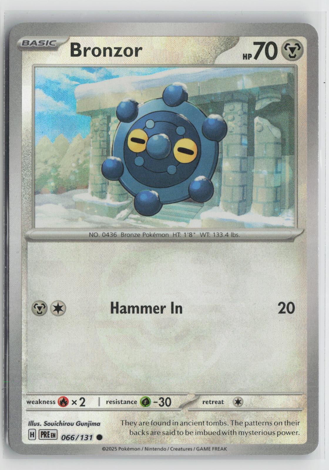 Bronzor (Master Ball Pattern) 066/131 Holo Prismatic Evolutions Pokemon NM
