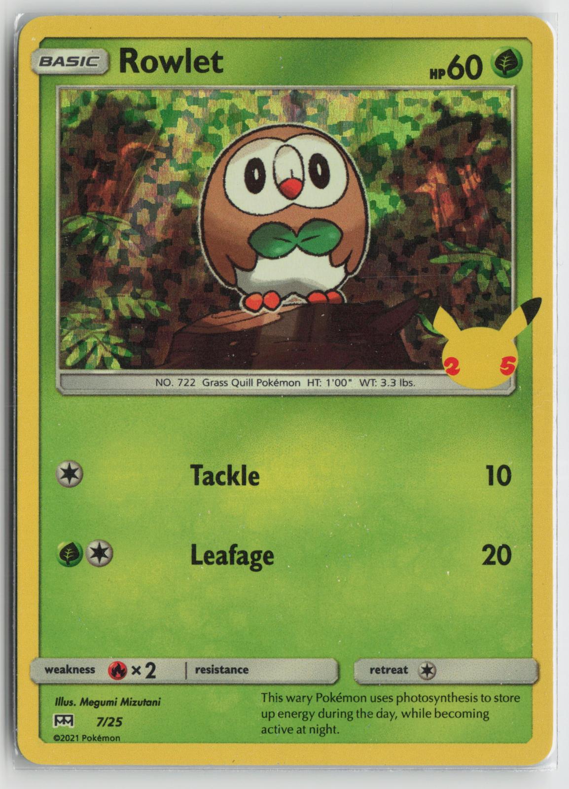 Rowlet 007/025 Promo McDonald's 25th Anniversary Promos Pokemon NM