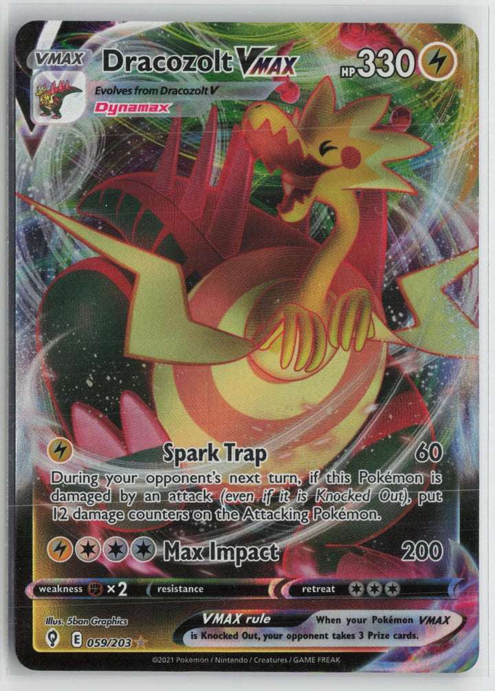 Dracozolt VMAX 059/203 Holo VMAX Rare Evolving Skies Pokemon NM0