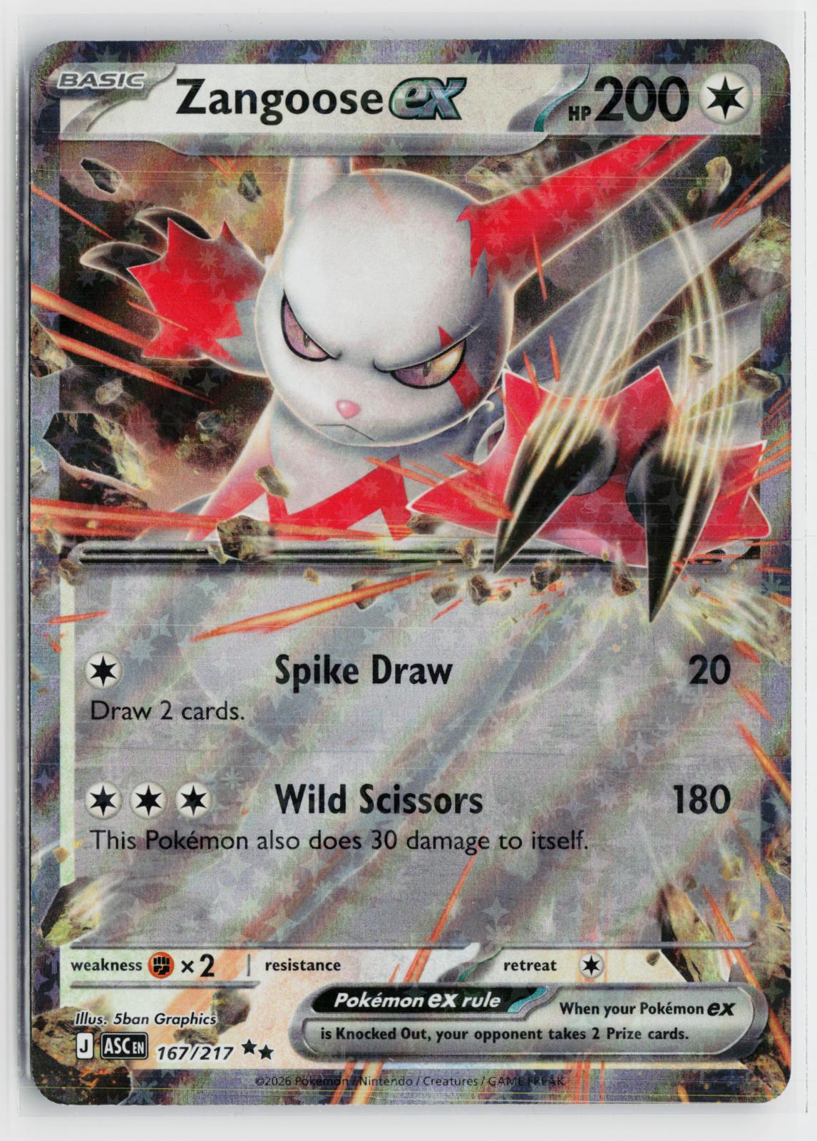 Zangoose ex 167/217 Ascended Heroes NM RR Holo Pokemon