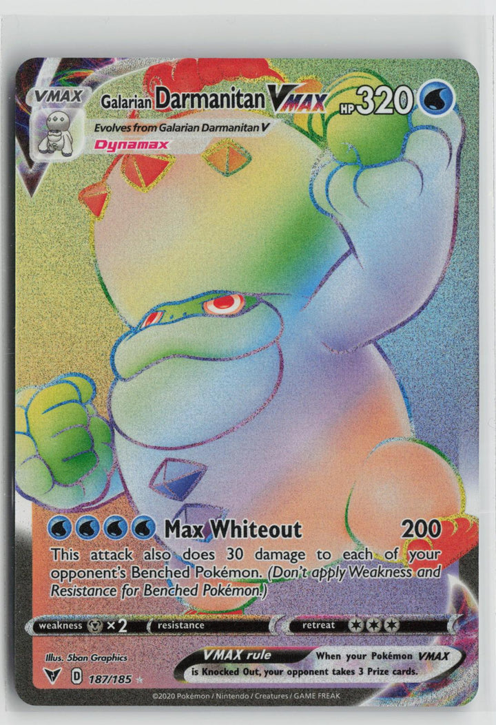 Galarian Darmanitan VMAX 187/185 Rainbow Rare Vivid Voltage Pokemon Holo NM0