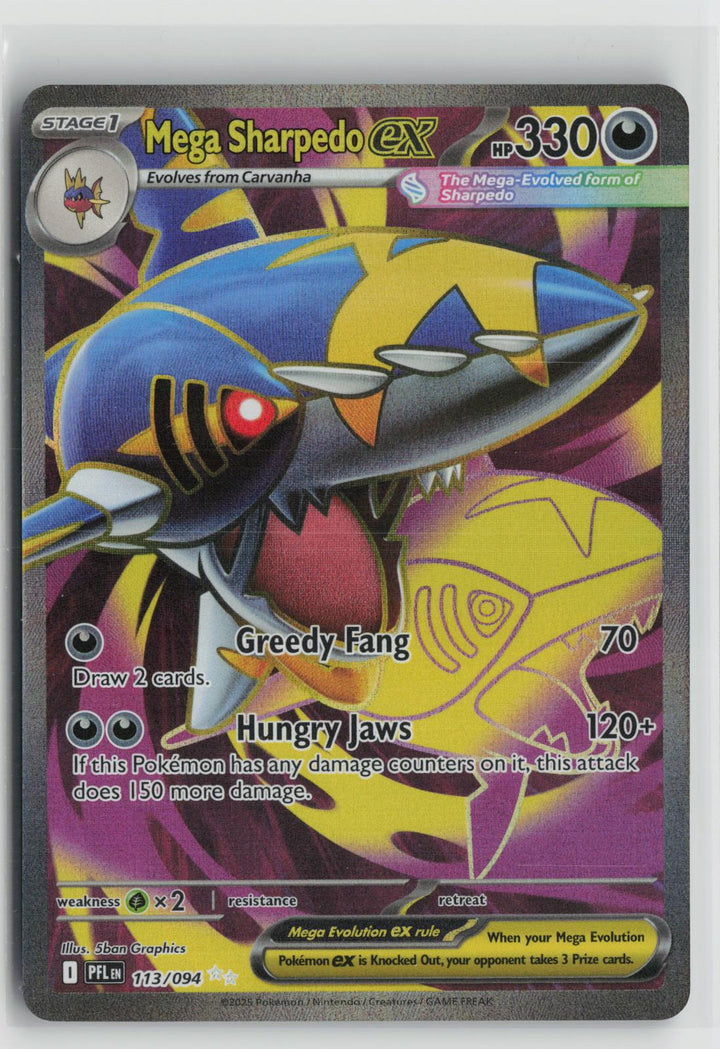 Mega Sharpedo ex 113/094 Phantasmal Flames NM Ultra Rare Holo Pokemon0