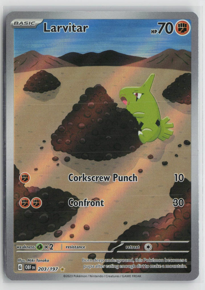 Larvitar 203/197 Illustration Rare Obsidian Flames Pokemon Holo NM0