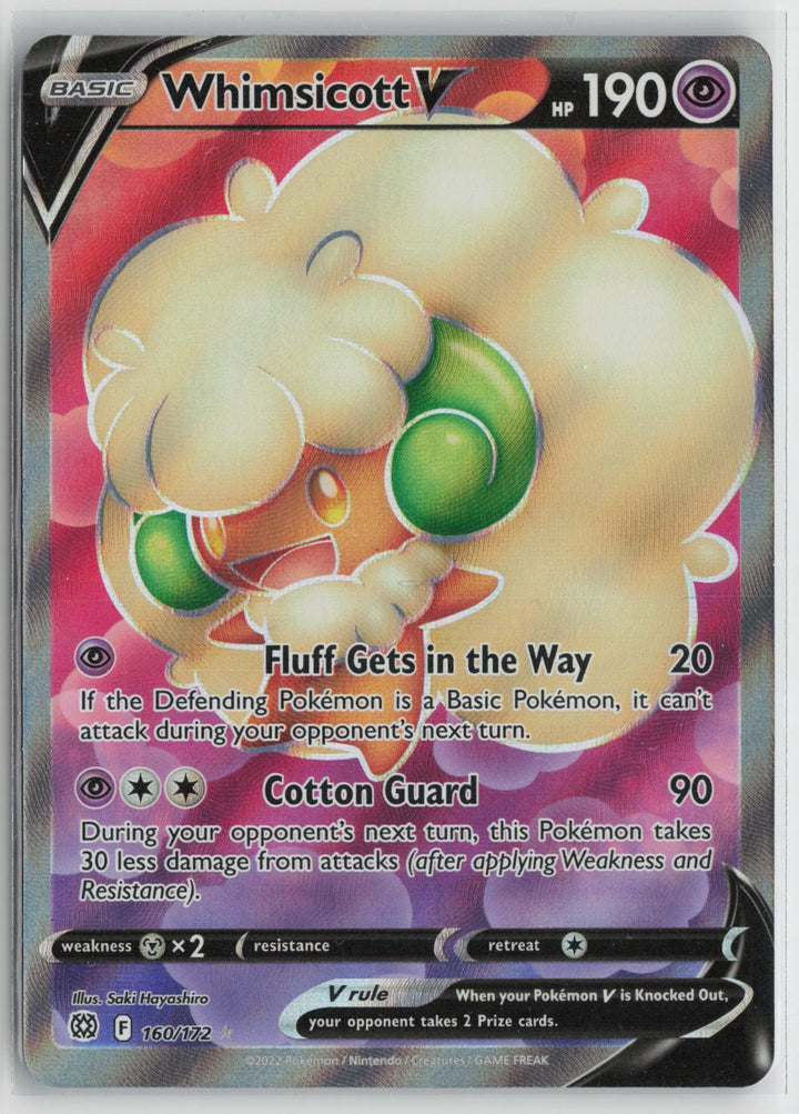 Whimsicott V 160/172 Ultra Rare Brilliant Stars Pokemon Holo NM0