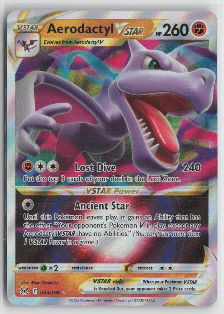 Aerodactyl VSTAR 093/196 Holo VSTAR Rare Lost Origin Pokemon NM0