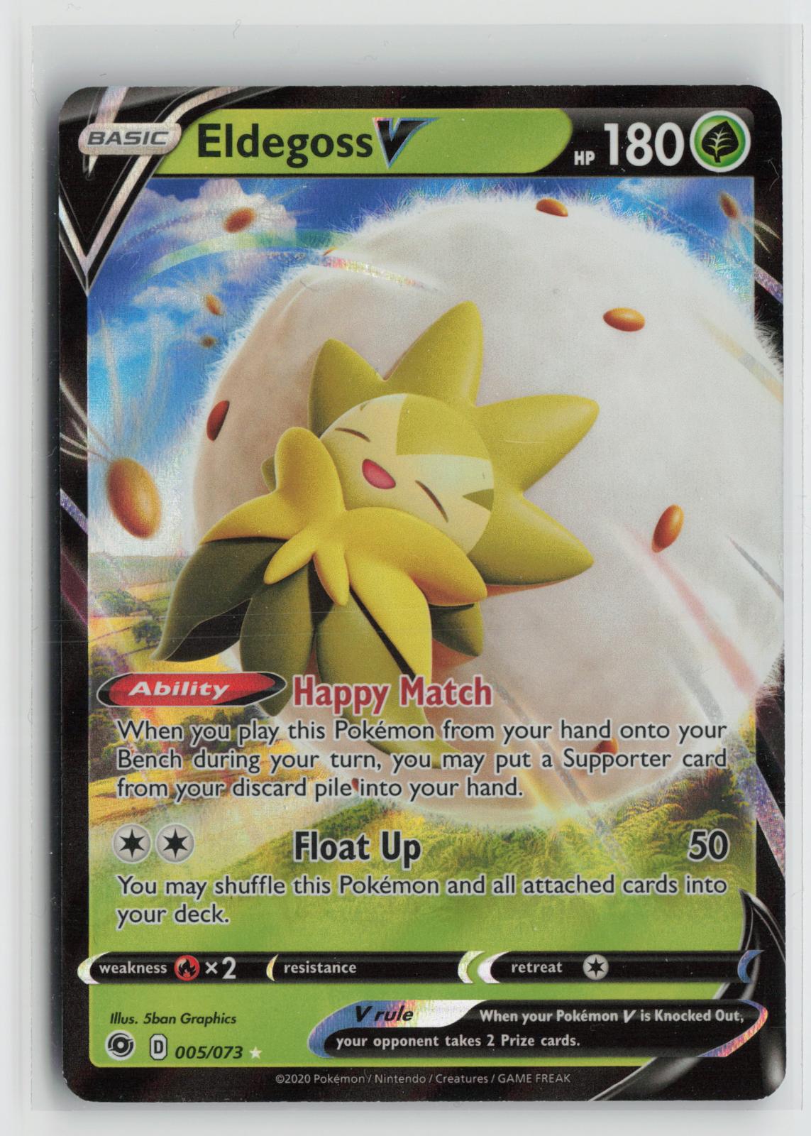 Eldegoss V 005/073 Holo V Rare Champion's Path Pokemon NM