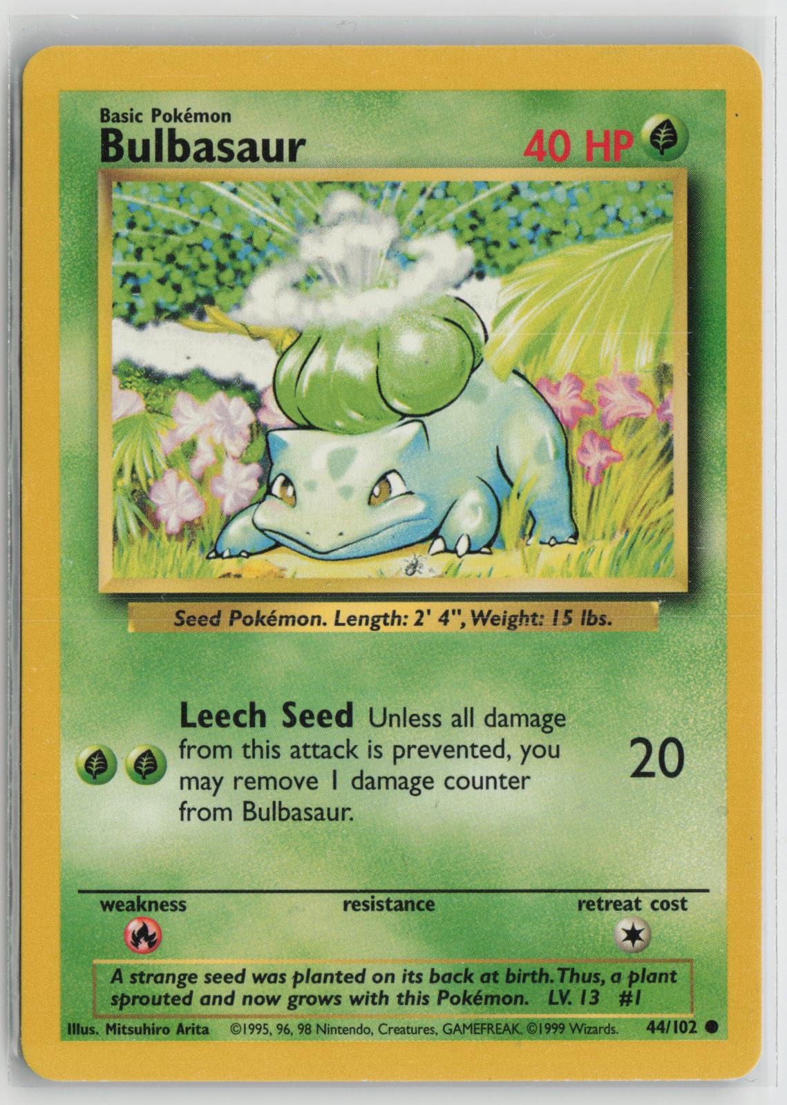 Bulbasaur 44/102 Common Base Set Unlimited Pokemon NM