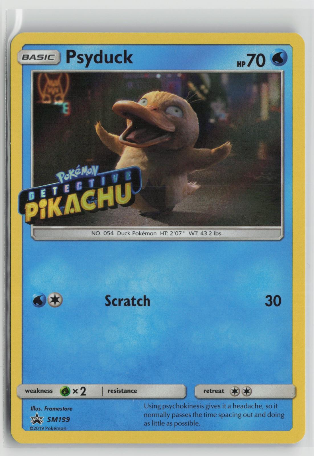 Psyduck Detective Pikachu Stamped SM199 Holo Sun & Moon Promo Pokemon NM