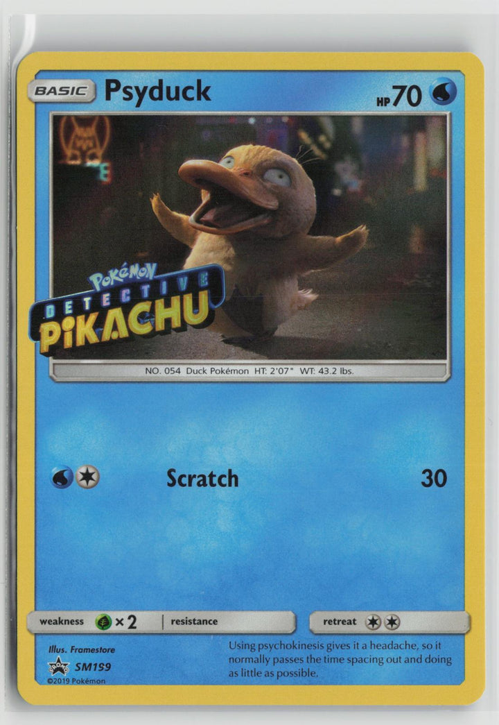 Psyduck Detective Pikachu Stamped SM199 Holo Sun & Moon Promo Pokemon NM0