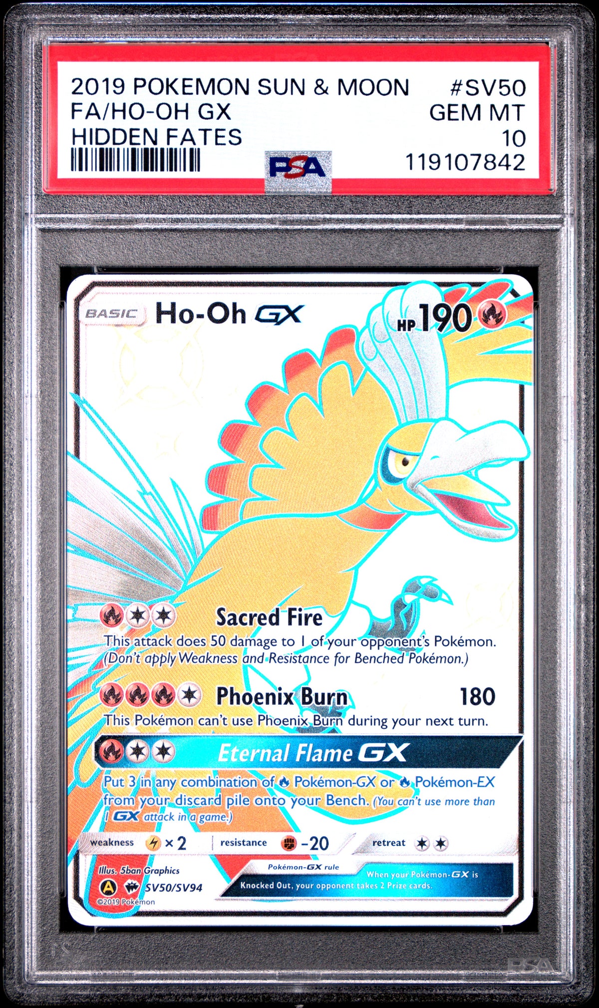PSA 10 Ho-Oh Gx SV50/SV94 Hidden Fates Pokemon