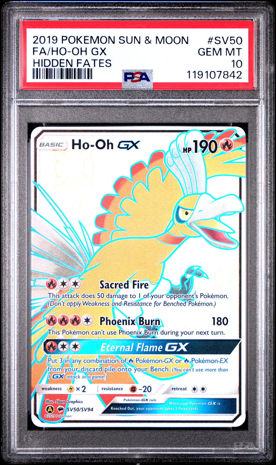 PSA 10 Ho-Oh Gx SV50/SV94 Hidden Fates Pokemon0
