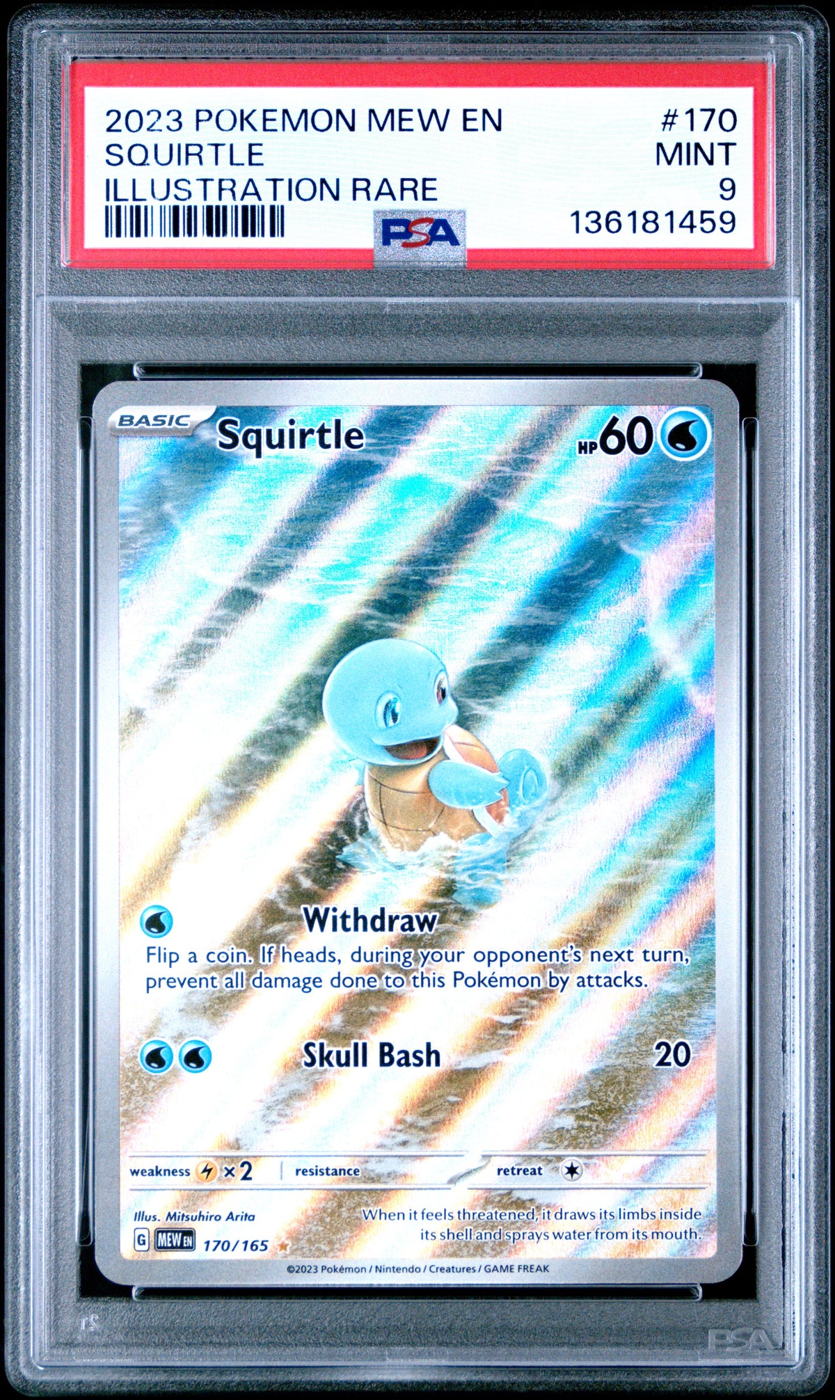 Squirtle 170/165 Illustration Rare 151 Pokemon PSA 9