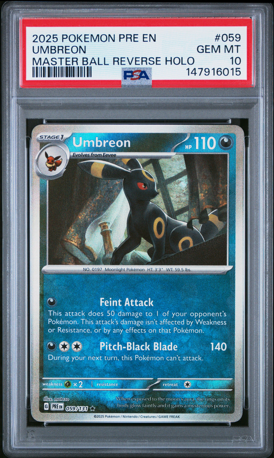 PSA 10 Umbreon 059/131 Master Ball Reverse Holo Prismatic Evolutions Pokemon0