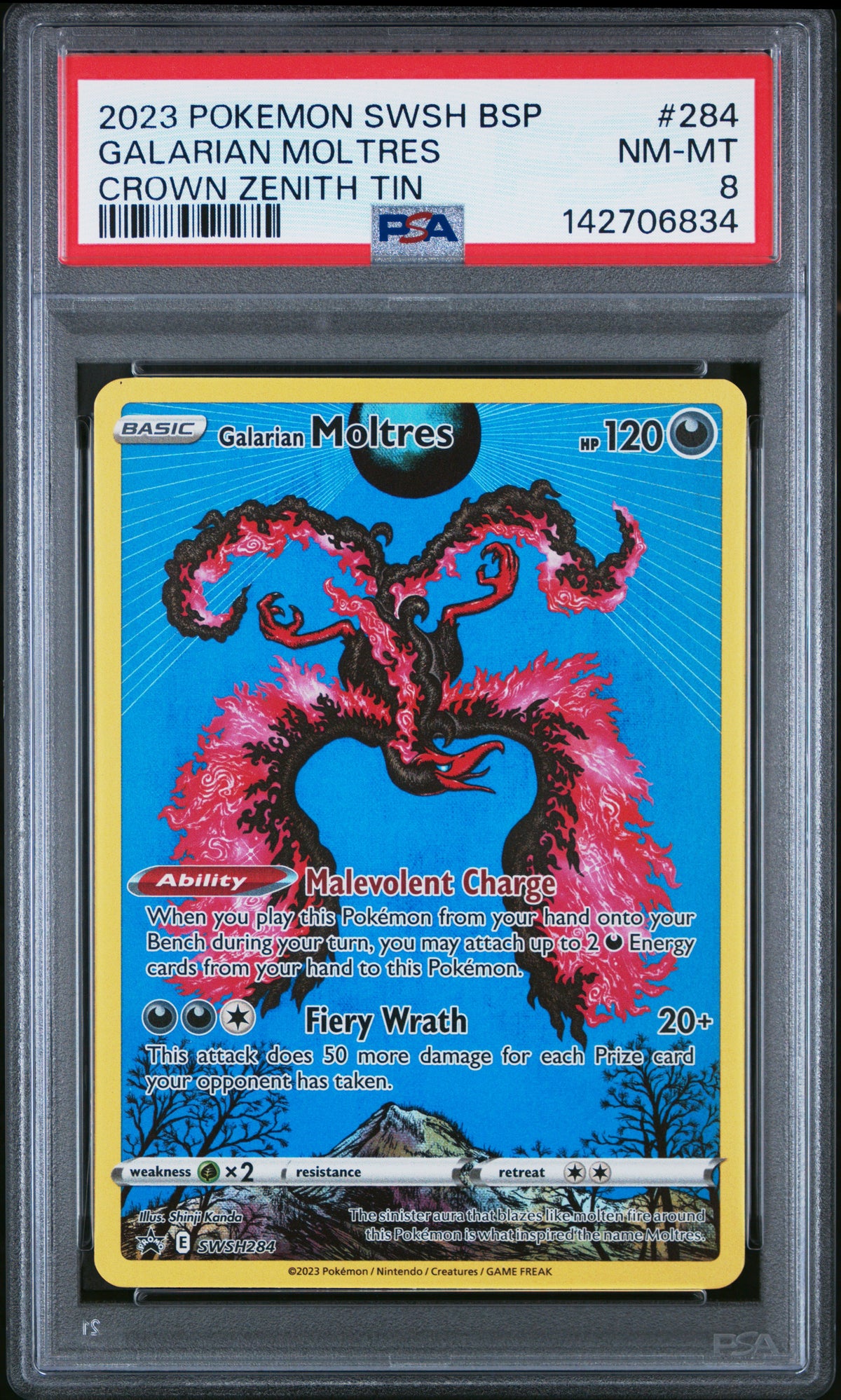Galarian Moltres 284/159 Crown Zenith Tin Swsh Black Star Promo Pokemon PSA 8