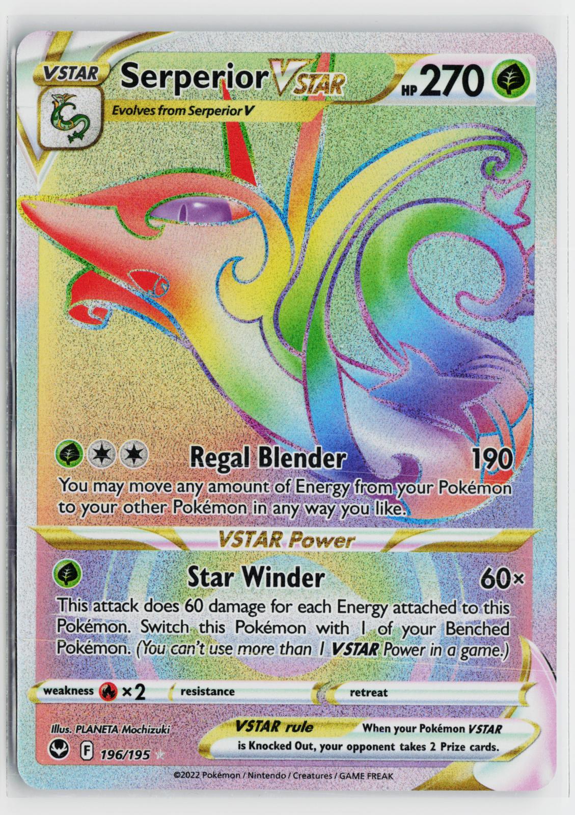 Serperior VSTAR 196/195 Silver Tempest NM Rainbow Holo Pokemon