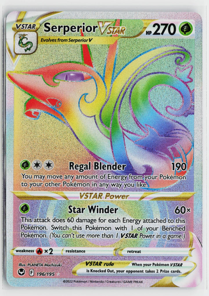 Serperior VSTAR 196/195 Silver Tempest NM Rainbow Holo Pokemon0