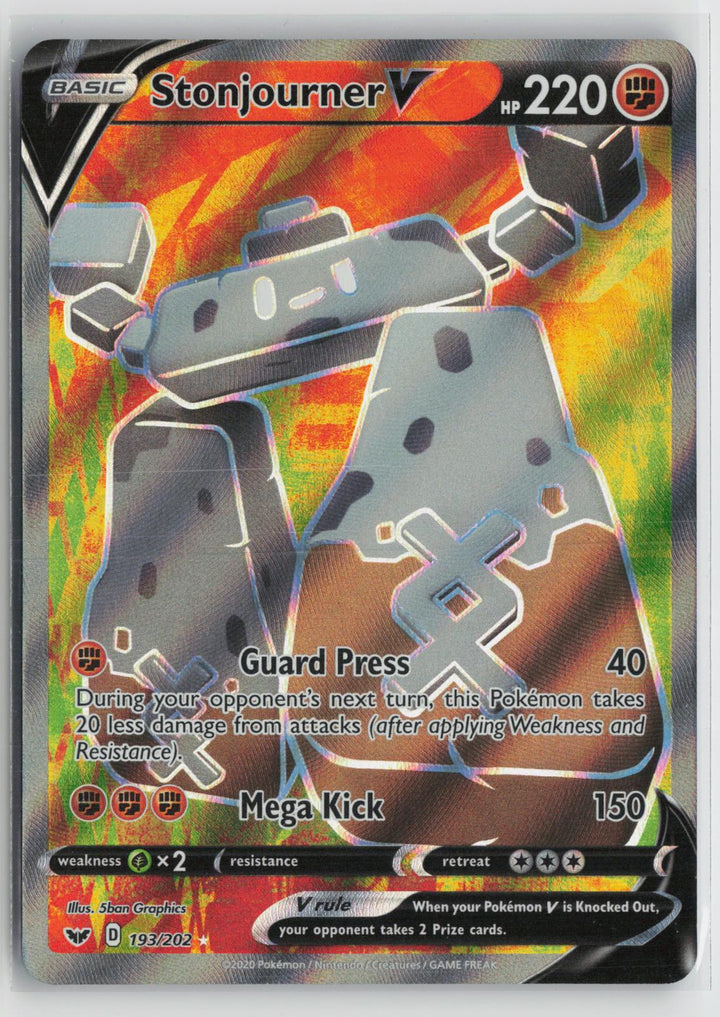 Stonjourner V 193/202 Ultra Rare Sword & Shield Pokemon Holo NM0