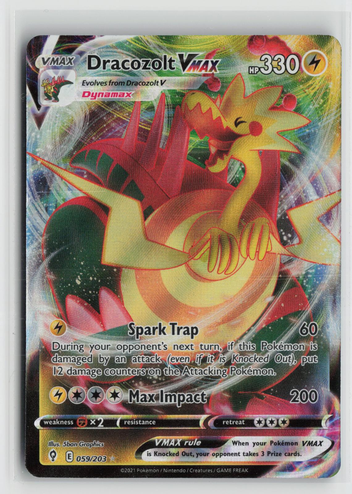 Dracozolt VMAX 059/203 Holo VMAX Rare Evolving Skies Pokemon NM