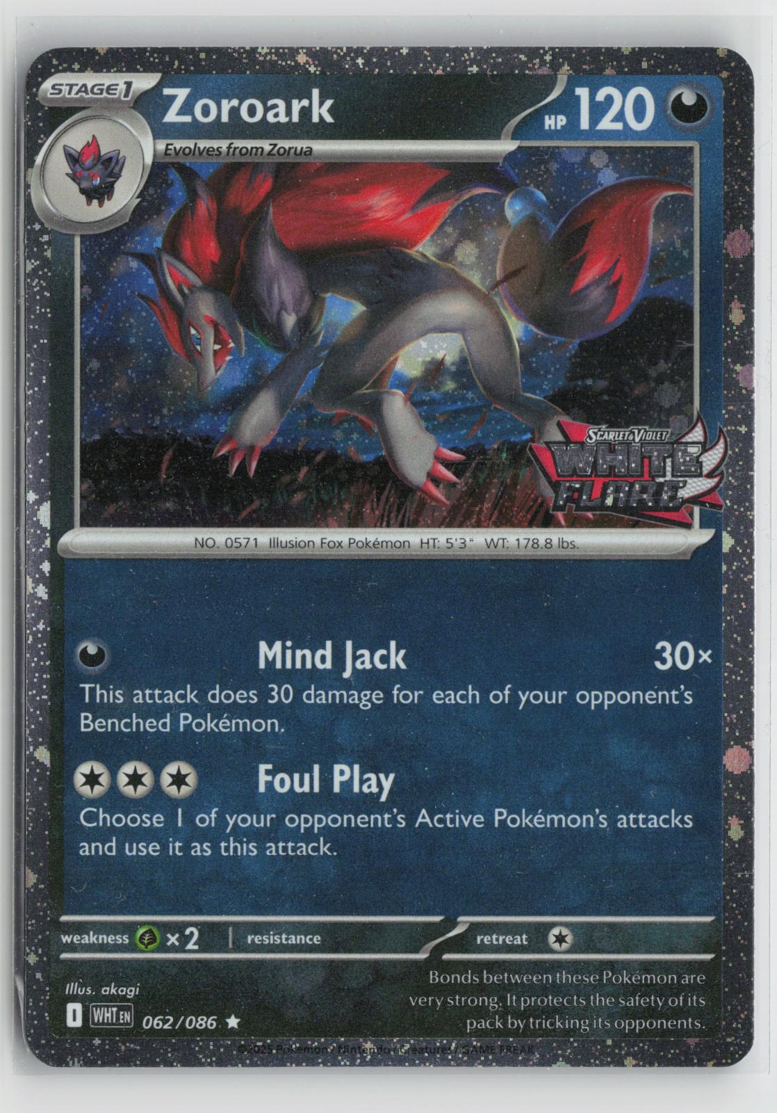 Zoroark (White Flare Stamped) 062/086 Holo Pokemon NM