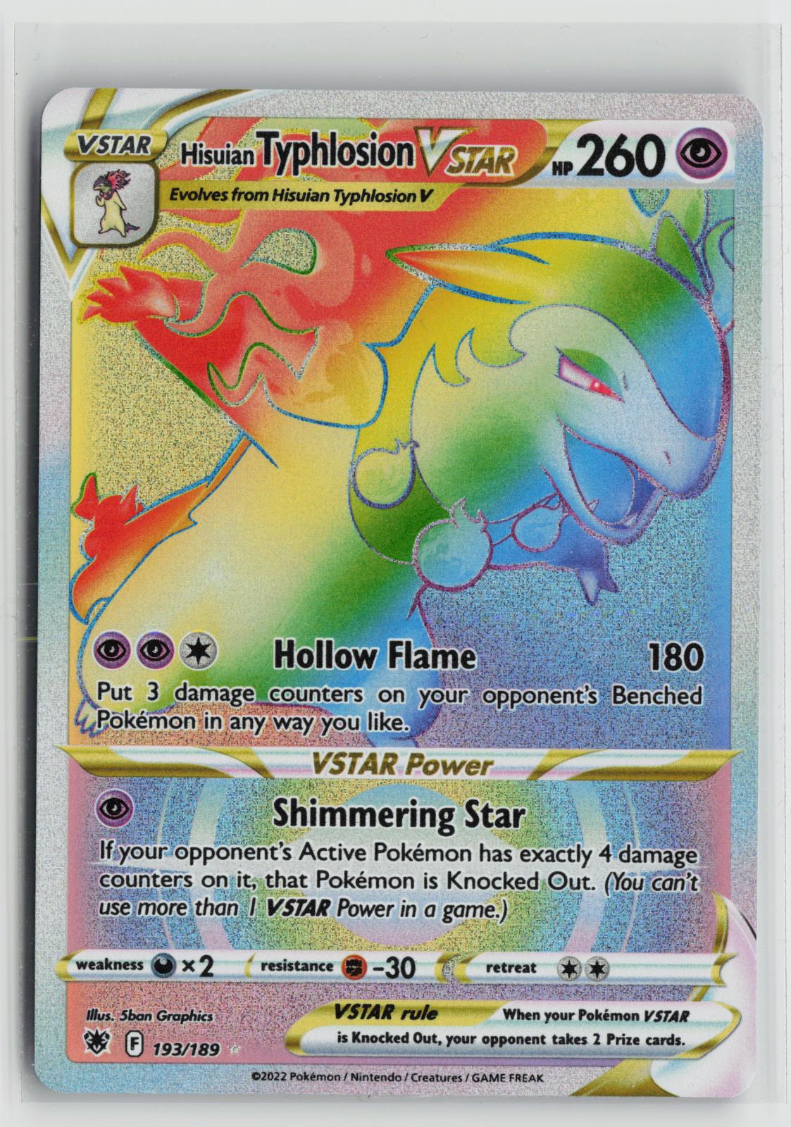 Hisuian Typhlosion VSTAR 193/189 Rainbow Rare Astral Radiance Pokemon Holo NM