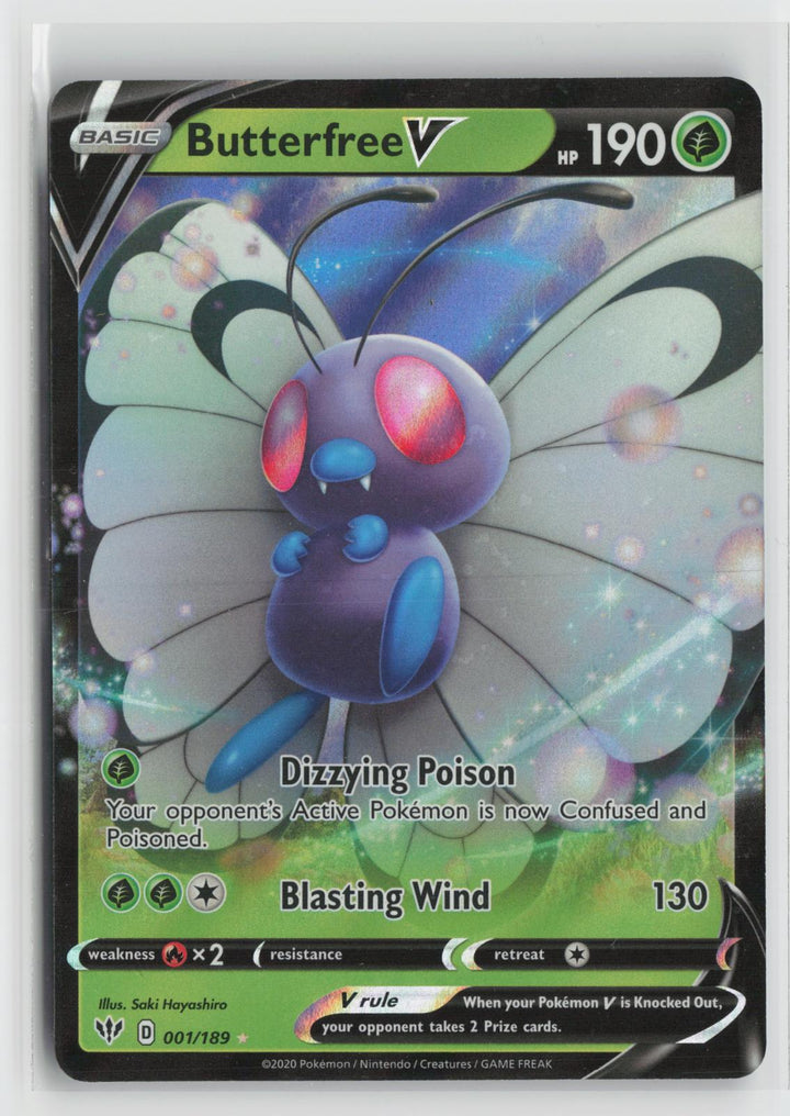 Butterfree V 001/189 Holo V Rare Darkness Ablaze Pokemon NM0