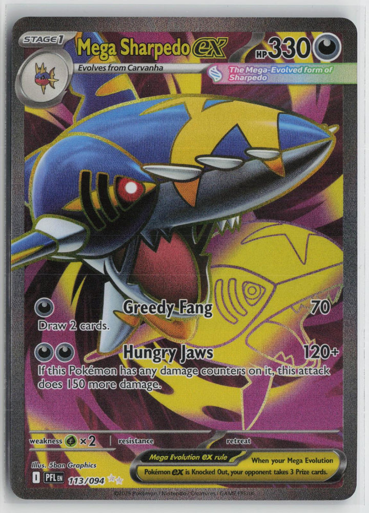 Mega Sharpedo ex 113/094 Ultra Rare Phantasmal Flames Pokemon Holo NM0