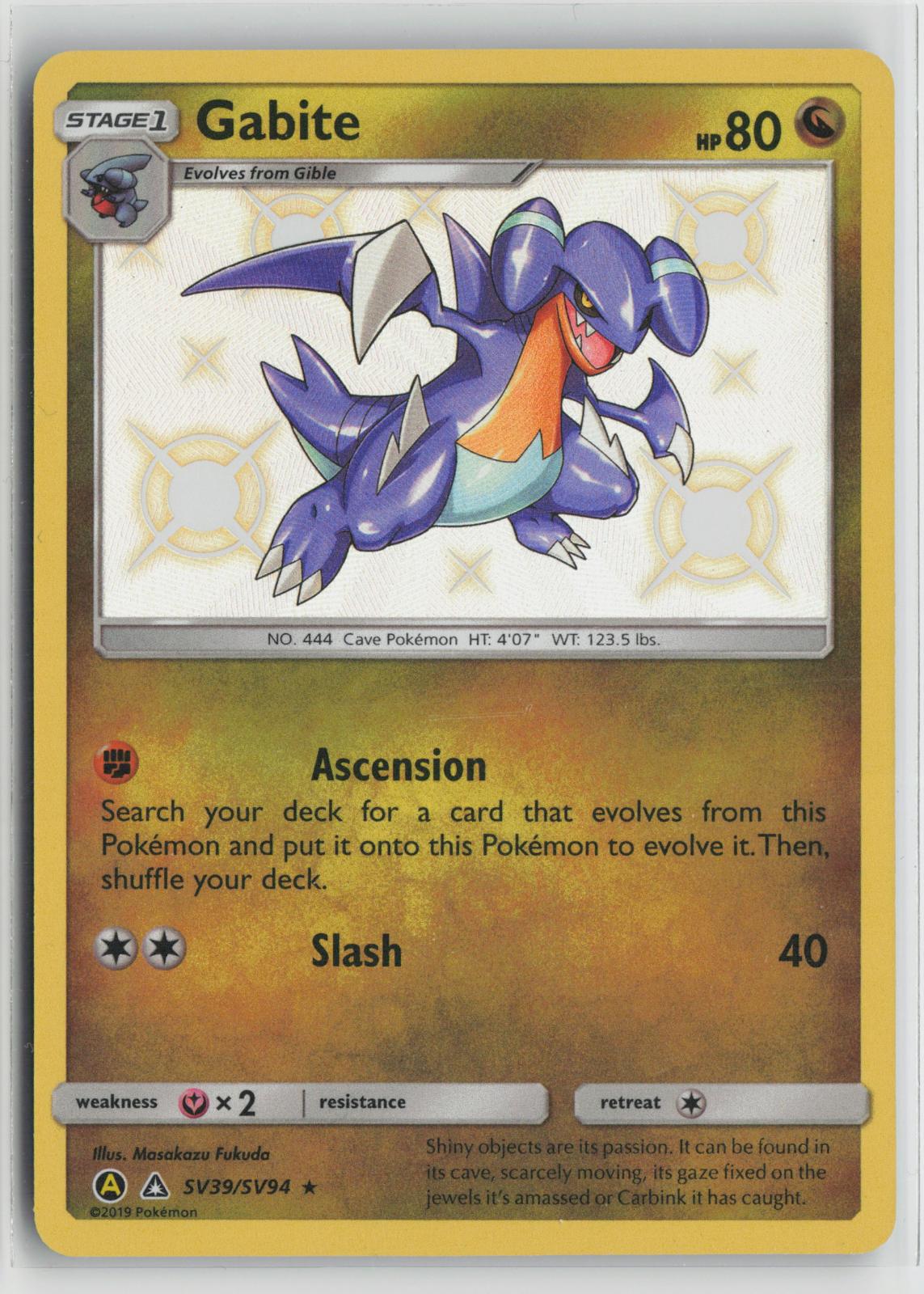 Gabite SV39/SV94 Shiny Rare Hidden Fates Shiny Vault Pokemon Holo NM