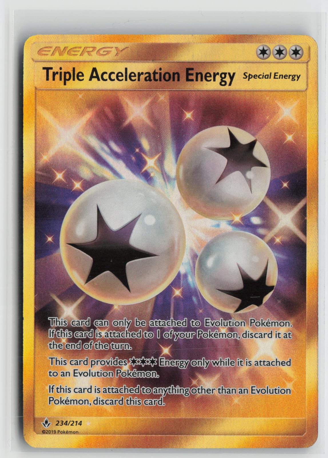 Triple Acceleration Energy 234/214 Secret Rare Unbroken Bonds Pokemon Holo NM