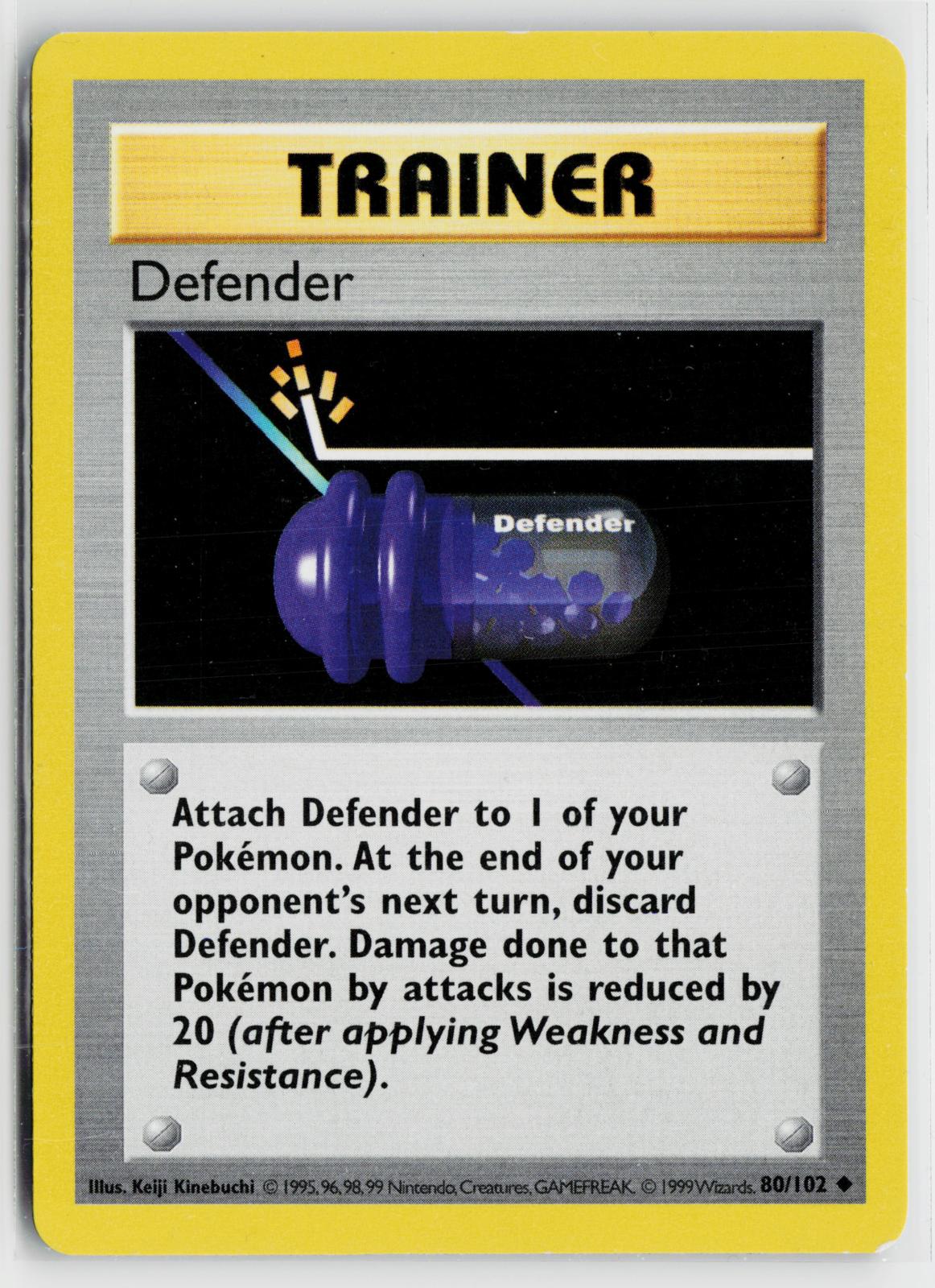 Defender 80/102 Base Set Shadowless NM UC Unlimited Pokemon