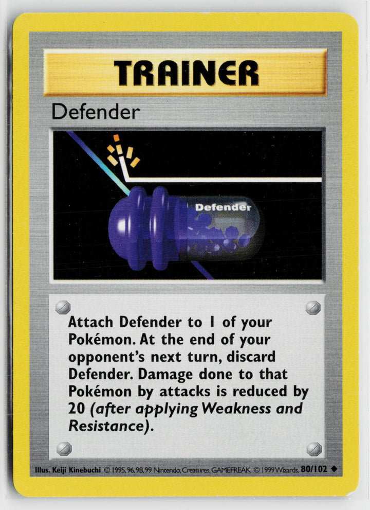 Defender 80/102 Base Set Shadowless NM UC Unlimited Pokemon0
