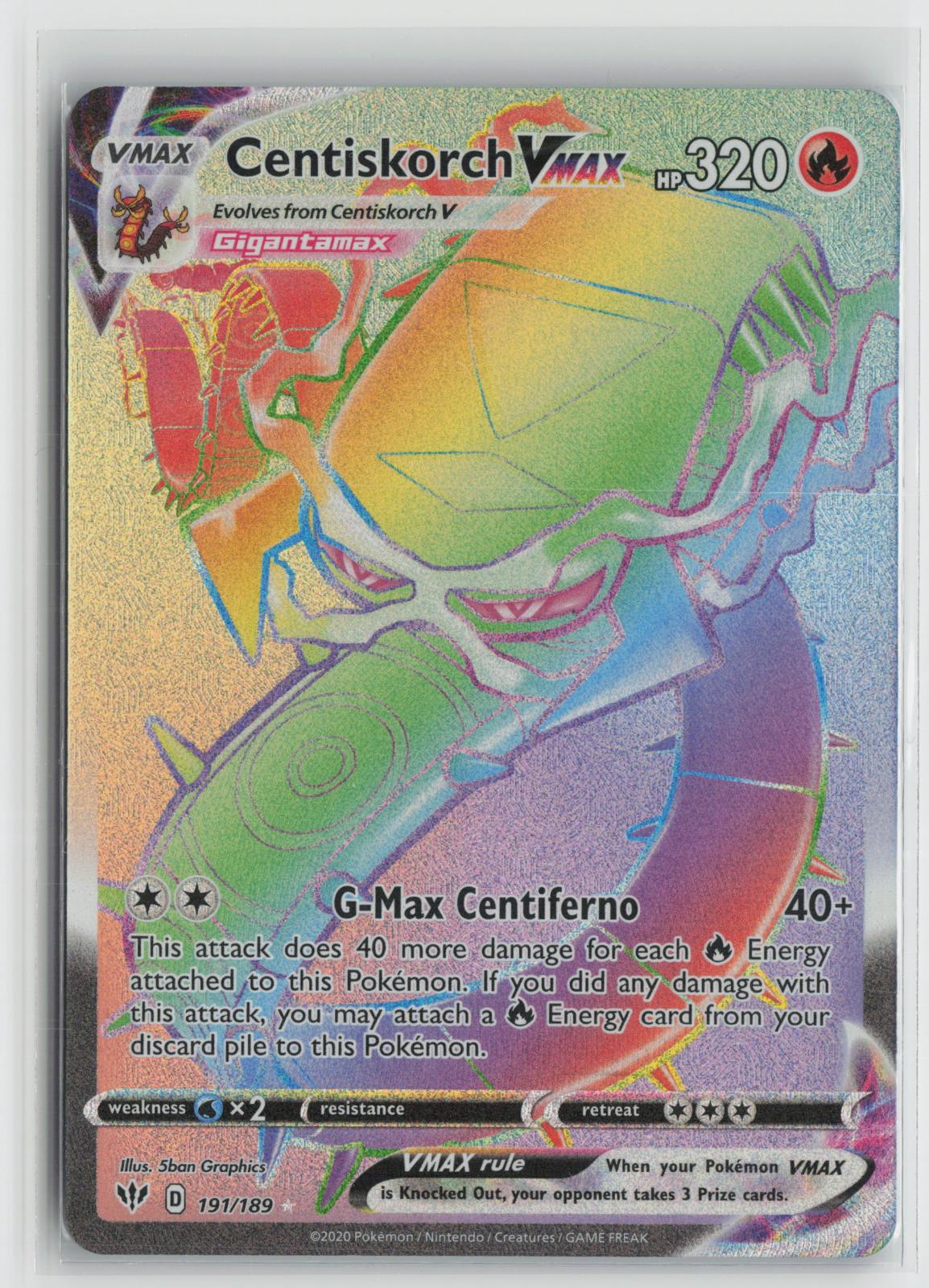 Centiskorch VMAX 191/189 Rainbow Rare Darkness Ablaze Pokemon NM