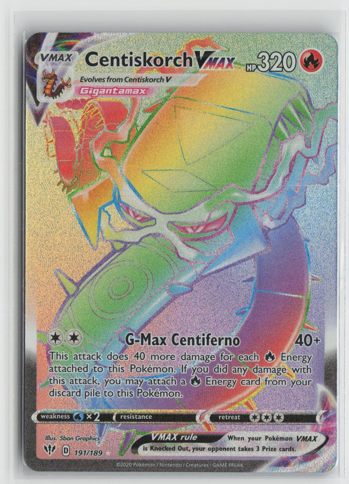 Centiskorch VMAX 191/189 Rainbow Rare Darkness Ablaze Pokemon NM0