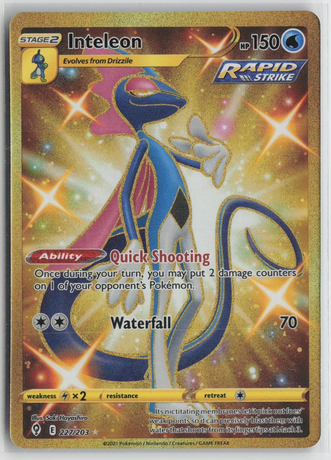 Inteleon 227/203 Secret Rare Evolving Skies Pokemon Holo NM