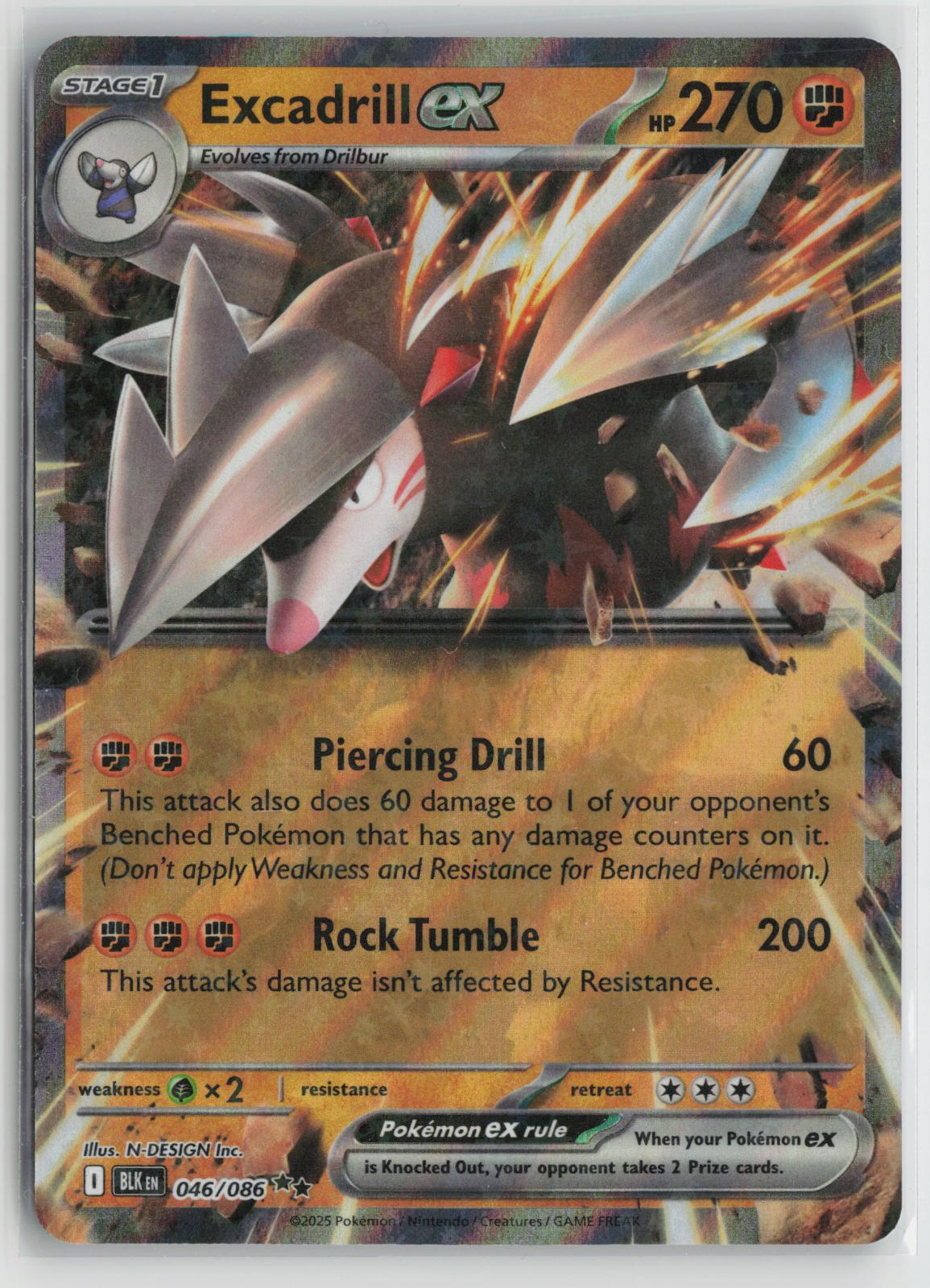 Excadrill ex 046/086 Holo Double Rare Black Bolt Pokemon NM