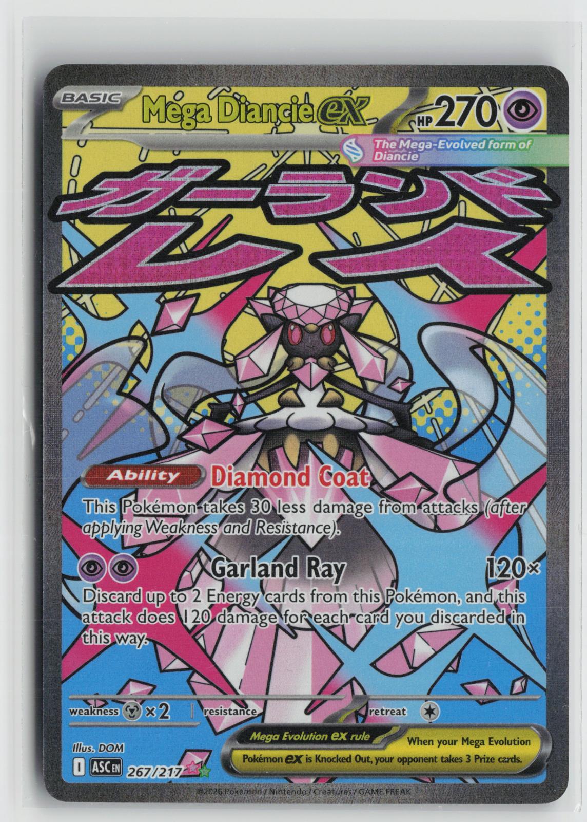 Mega Diancie ex 267/217 Ascended Heroes NM Mega Attack Rare Holo Pokemon