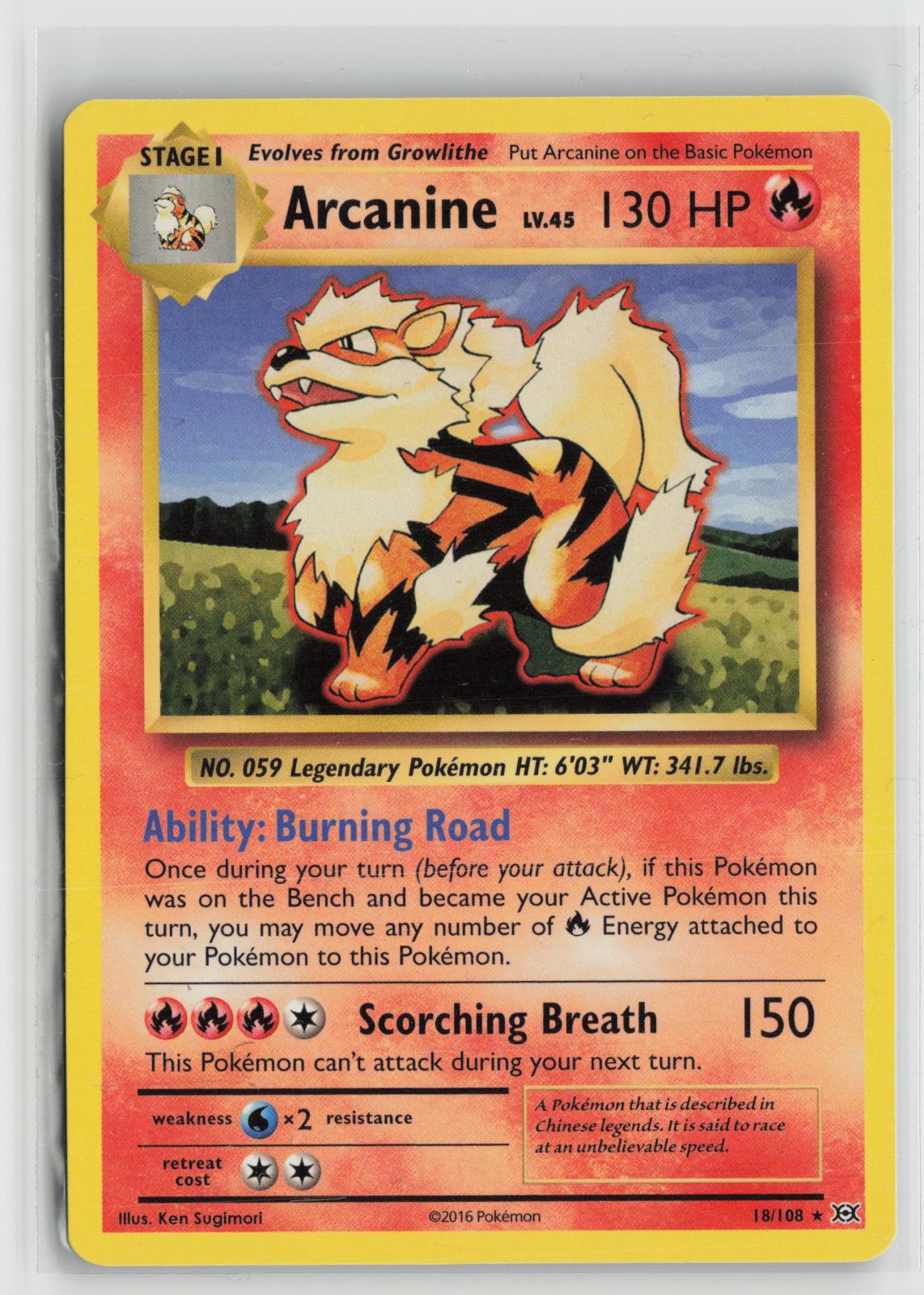 Arcanine 18/108 Rare Evolutions Pokemon NM