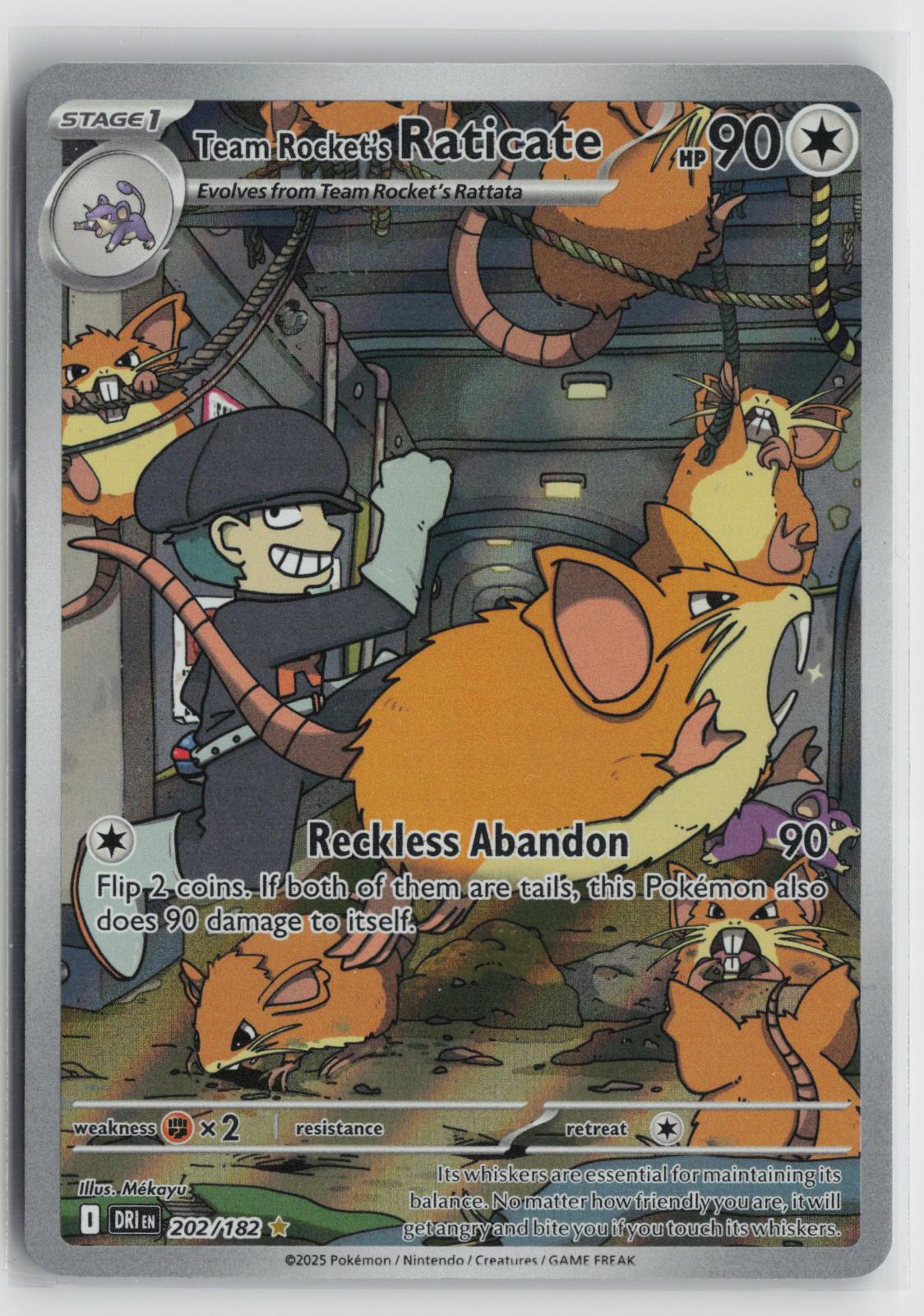 Team Rocket's Raticate 202/182 Illustration Rare Destined Rivals Pokemon Holo NM