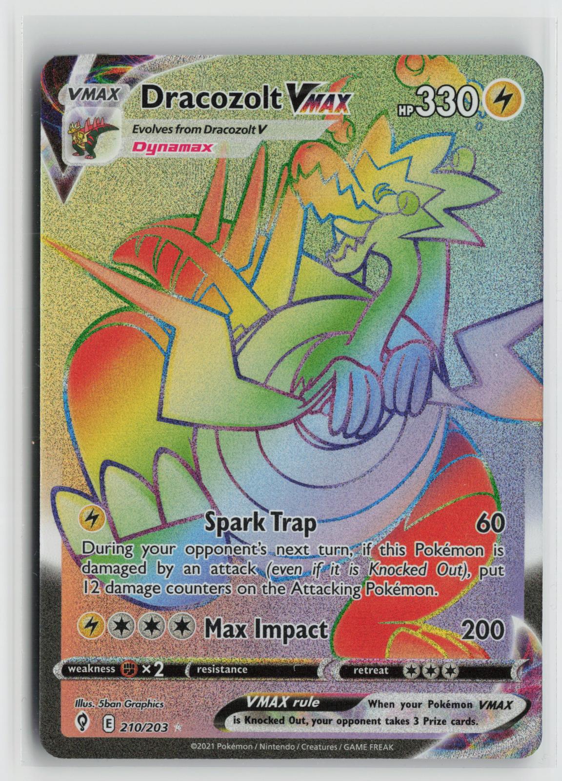 Dracozolt VMAX 210/203 Rainbow Rare Evolving Skies Pokemon Holo NM